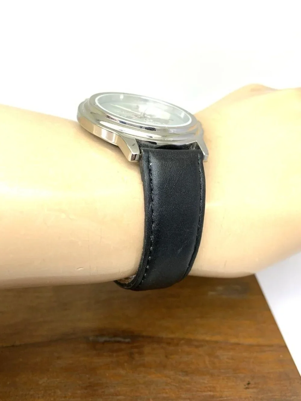 Sweda Up With People Foundation Mens Watch Quartz Silver Dial Black Leather 39mm